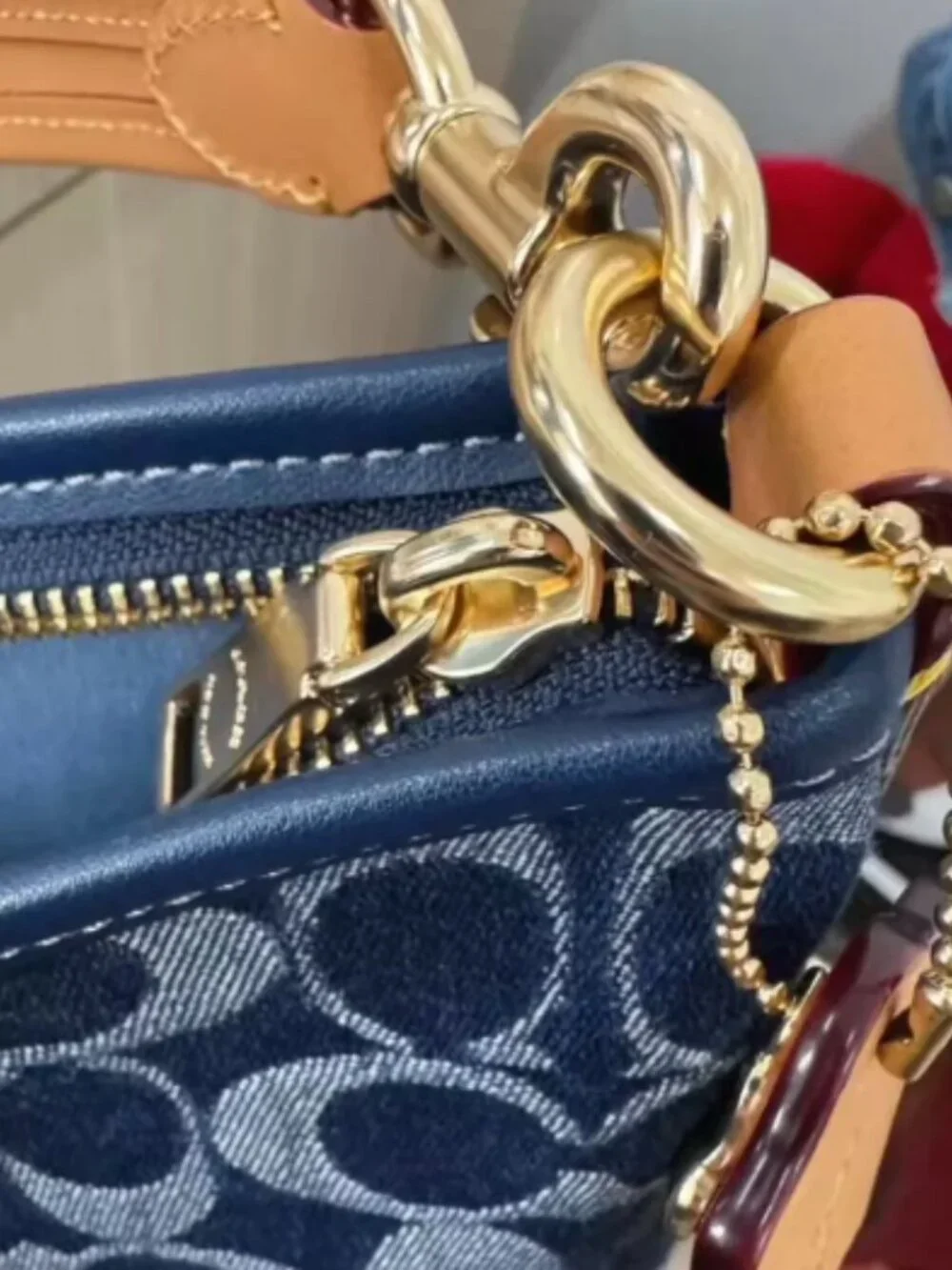 Coach Women’s Blue Monogram Shoulder Bag Crossbody Handbag